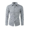 thumbnail image 1 of INSPIRE CHIC Men's Shirt Polka Dots Pattern Point Collar Long Sleeve Button Down Shirt 34 White, 1 of 7