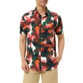 thumbnail image 1 of Lars Amadeus Men's Printed Button Down Short Sleeves Hawaiian Color Block Shirts, 1 of 6