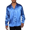 thumbnail image 1 of Lars Amadeus Men's Prom Satin Long Sleeves Button Down Slim Fit Formal Shirts, 1 of 6