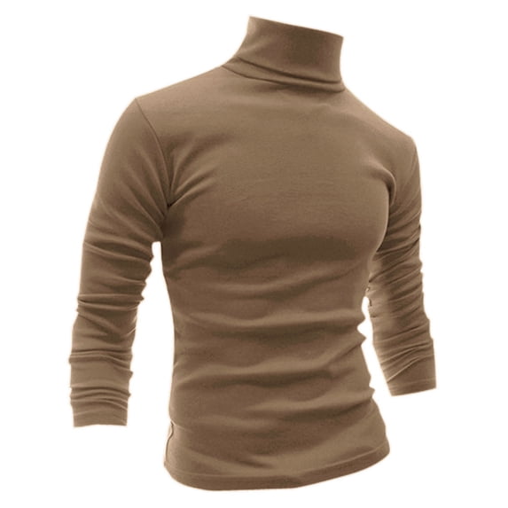 INSPIRE CHIC Men's Sweaters Pullover Turtle Neck Long Sleeve Stretchy Slim Fit Tops 34 Khaki
