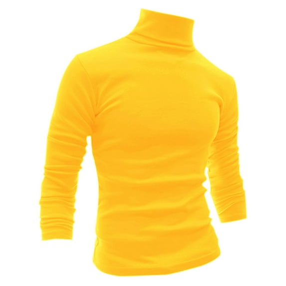 INSPIRE CHIC Men's Pullover Turtle Neck Long Sleeves Stretchy Slim Fit Tops 36 Yellow