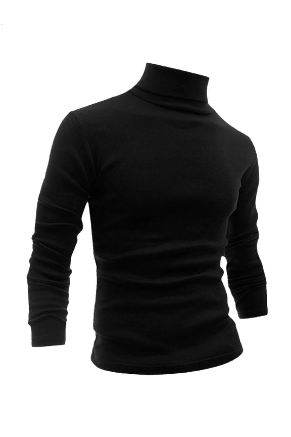 Men's Sweaters Pullover Turtle Neck Long Sleeve Stretchy Slim Fit Tops 38 Black