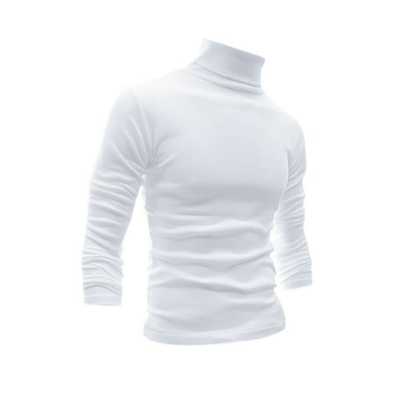 INSPIRE CHIC Men's Sweaters Pullover Turtle Neck Long Sleeve Stretchy Slim Fit Tops 38 White