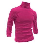 INSPIRE CHIC Mens Sweaters Pullover Turtle Neck Long Sleeve Stretchy Slim Fit Tops 38 Rose Red
