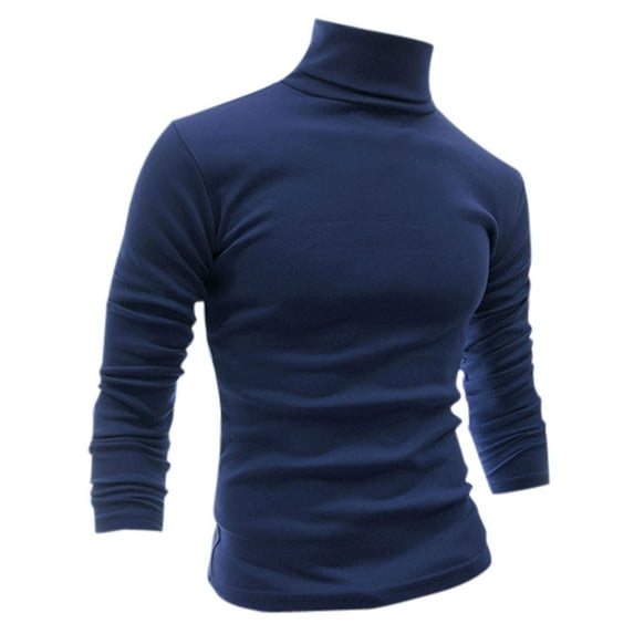 INSPIRE CHIC Men's Sweaters Pullover Turtle Neck Long Sleeve Stretchy Slim Fit Tops 42 Dark Blue