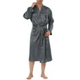 thumbnail image 1 of INSPIRE CHIC Men's Nightdress Satin Robe Long Sleeve Tied Sleepwear Bathrobe XL Gray, 1 of 4