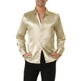 thumbnail image 1 of Lars Amadeus Men's Satin V Neck Long Sleeve Button Down Slim Fit Dress Shirts, 1 of 6