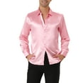thumbnail image 1 of INSPIRE CHIC Men's Satin V Neck Long Sleeve Button Down Slim Fit Dress Shirts M Pink, 1 of 6