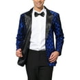 thumbnail image 1 of INSPIRE CHIC Men's Blazers Formal Tuxedo Peak Lapel One Button Glitter Argyle Sequin Blazers XL Royal Blue, 1 of 7