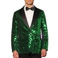 thumbnail image 1 of INSPIRE CHIC Men's Blazers Formal Tuxedo Peak Lapel One Button Glitter Argyle Sequin Blazers S Green, 1 of 5