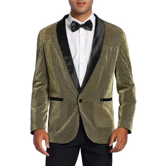 Lars Amadeus Men's Sequin Sport Coats Shawl Lapel One Button Wedding Shiny Blazer