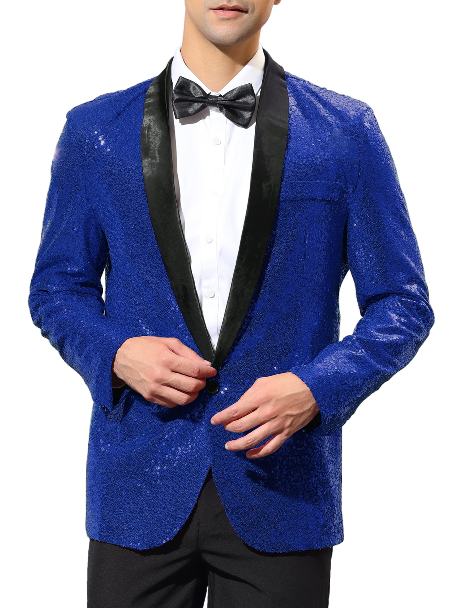 Lars Amadeus Men's Sequin Sport Coats Shawl Lapel One Button Wedding ...