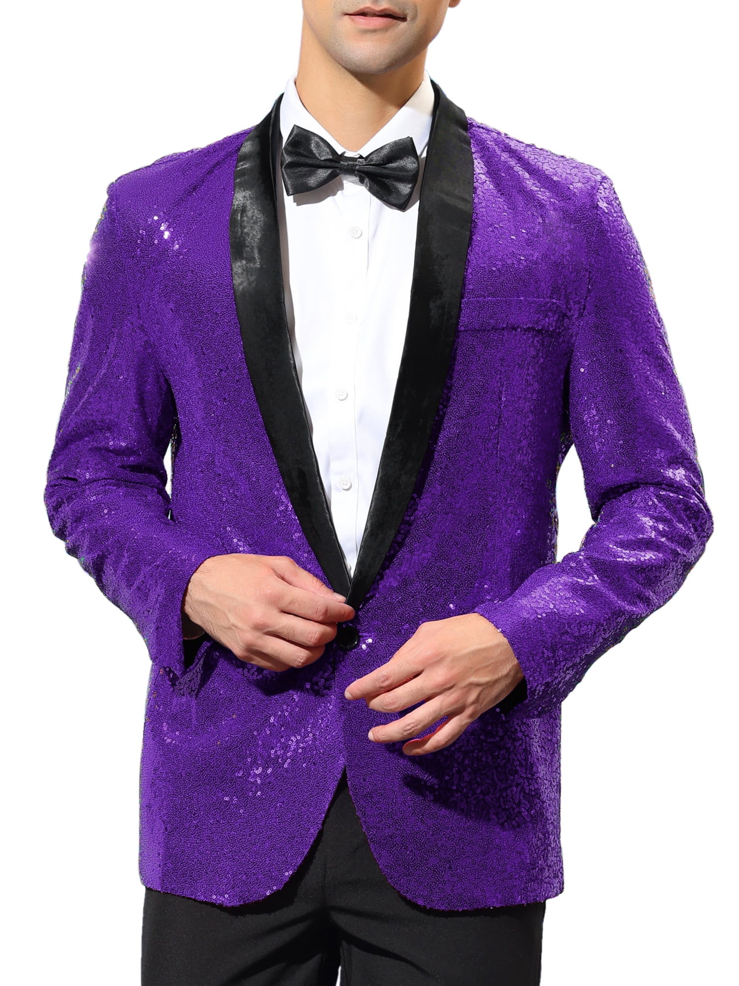 Lars Amadeus Men's Sequin Sport Coats Shawl Lapel One Button Wedding ...