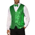 thumbnail image 1 of INSPIRE CHIC Men's Sequin Waistcoat Sleeveless Dress Suit Vest with Bow Tie M Green, 1 of 6
