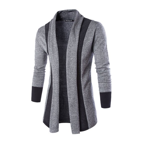 Lars Amadeus Men's Shawl Collar Contrast Color Knit Cardigan