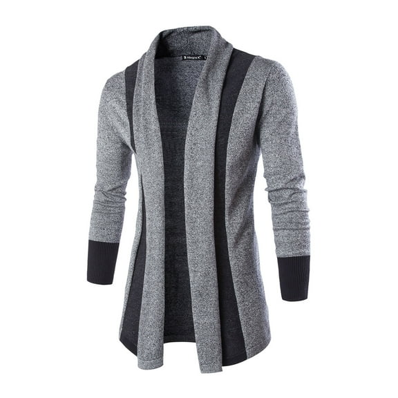 INSPIRE CHIC Men's Shawl Collar Contrast Color Knit Cardigan 44 Gray