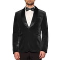 thumbnail image 1 of INSPIRE CHIC Men's Shawl Lapel Blazer One Button Slim Fit Wedding Velvet Tuxedo Suit Jacket XL Deep Black, 1 of 4