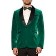 thumbnail image 1 of INSPIRE CHIC Men's Shawl Lapel Blazer One Button Slim Fit Wedding Velvet Tuxedo Suit Jacket L Deep Green, 1 of 4