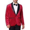 thumbnail image 1 of INSPIRE CHIC Men's Blazers Glitter Rhinestone Shawl Lapel Collar Party Blazers XL Red, 1 of 5