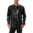 thumbnail image 1 of INSPIRE CHIC Men's Shiny Sequins Shirt Long Sleeves Slim Fit Disco Party Shirt, 1 of 6