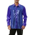 thumbnail image 1 of INSPIRE CHIC Men's Shiny Sequins Shirt Long Sleeves Slim Fit Disco Party Shirt, 1 of 6