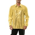thumbnail image 1 of INSPIRE CHIC Men's Shiny Sequins Shirt Long Sleeves Slim Fit Disco Party Shirt, 1 of 6