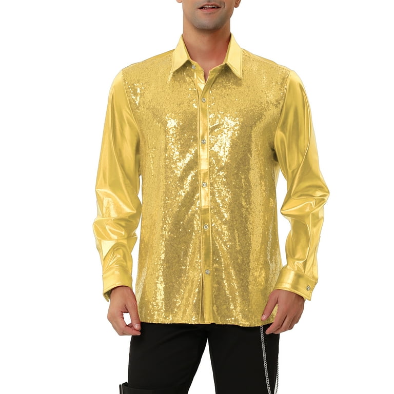 Mens gold sequin store shirt