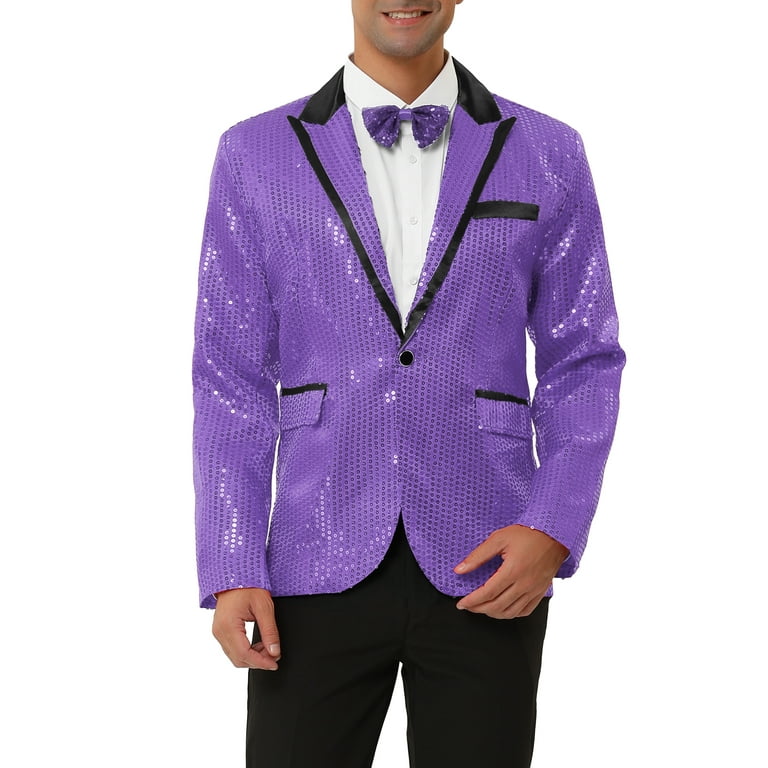 Lars Amadeus Men's Sequin Blazer Tuxedo Prom Glitter Sports Coat Suit  Jacket 