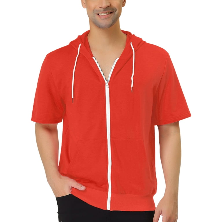 Lars Amadeus Men s Short Sleeve Hoodie Solid Color Zip up Hoodies
