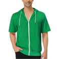 thumbnail image 1 of INSPIRE CHIC Men's Short Sleeve Hoodies Solid Color Zip Up Jackets with Hood 2XL Bright Green, 1 of 7