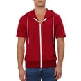 thumbnail image 1 of INSPIRE CHIC Men's Short Sleeve Hoodies Solid Color Zip Up Jackets with Hood M Burgundy, 1 of 7