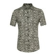 thumbnail image 1 of INSPIRE CHIC Men's Short Sleeve Printed Button Front Beach Hawaiian Shirt 46 Leopard, 1 of 7