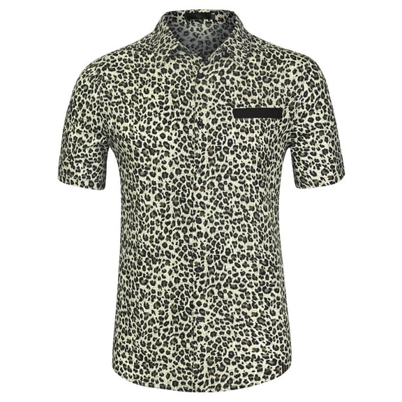 INSPIRE CHIC Men's Short Sleeve Shirts Summer Printed Pocket Button Down Shirts