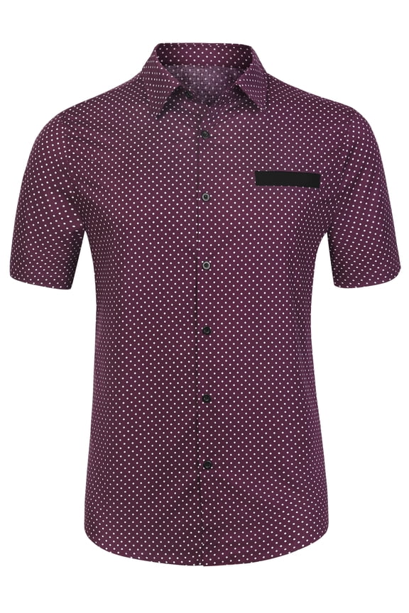 Men's Short Sleeve Shirts Summer Printed Pocket Button Down Shirts