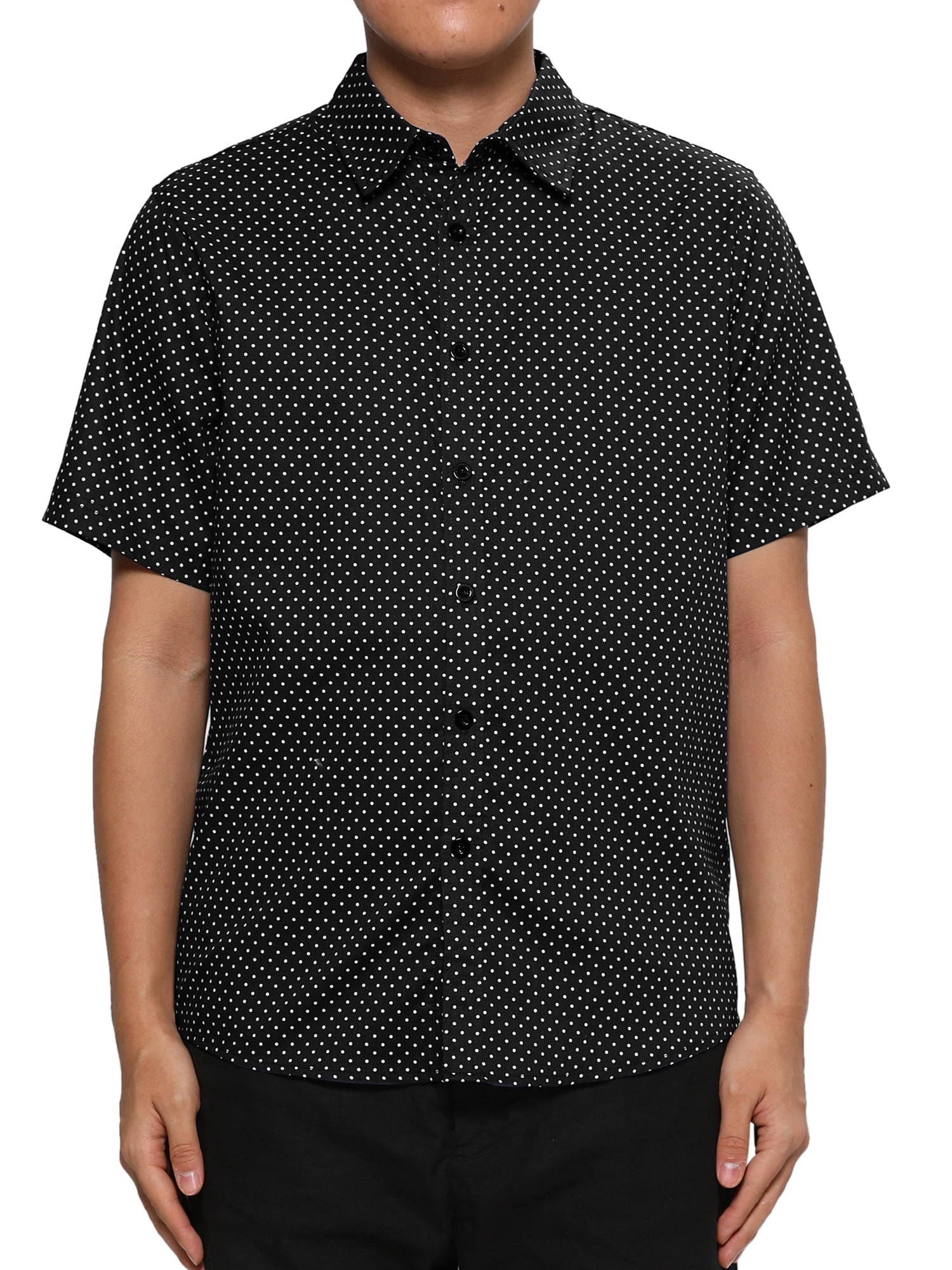 INSPIRE CHIC Men's Shirts Point Collar Short Sleeve Polka Dots