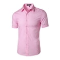 thumbnail image 1 of INSPIRE CHIC Men's Shirts Point Collar Short Sleeve Polka Dots Button Down Shirt 50 Pink, 1 of 7