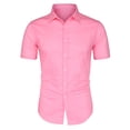 thumbnail image 1 of INSPIRE CHIC Men's Shirts Point Collar Short Sleeve Polka Dots Button Down Shirt 34 Pink, 1 of 7