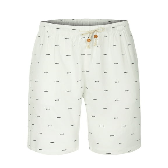 INSPIRE CHIC Men's Shorts Drawstring Waist Fish Pattern Beach Summer Board Shorts 36 White