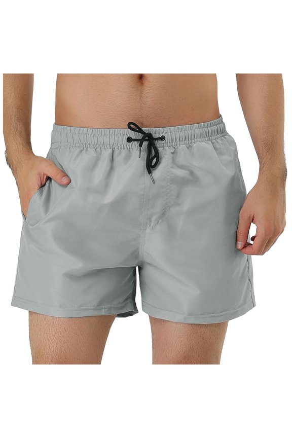 Men's Shorts Drawstring Waist Mesh Lining Board Beach Swimwear Gray 30