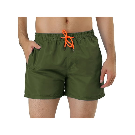 INSPIRE CHIC Men's Shorts Drawstring Waist Mesh Lining Board Beach Swimwear 34 Olive Green