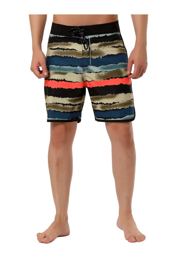 Men's Shorts Drawstring Waist Swim Shorts Printed Summer Shorts 30 Brown