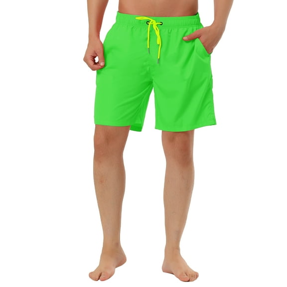 INSPIRE CHIC Men's Shorts Solid Beach Shorts Drawstring Surfing Mesh Lining Board Shorts 36 Green