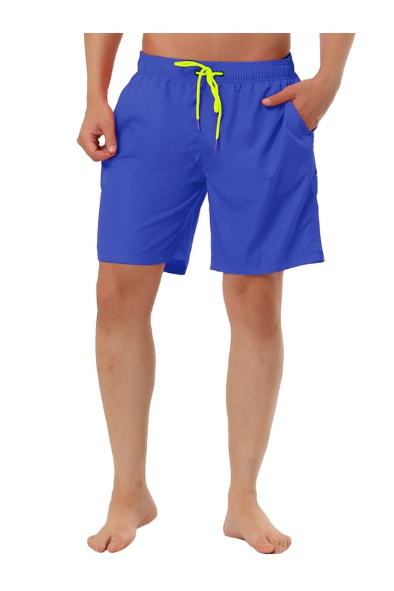 Men's Shorts Solid Beach Shorts Drawstring Surfing Mesh Lining Board Shorts Dark Blue 32