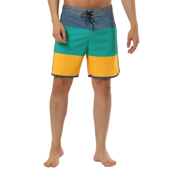 INSPIRE CHIC Men's Shorts Striped Beach Shorts Color Block Board Surfing Shorts