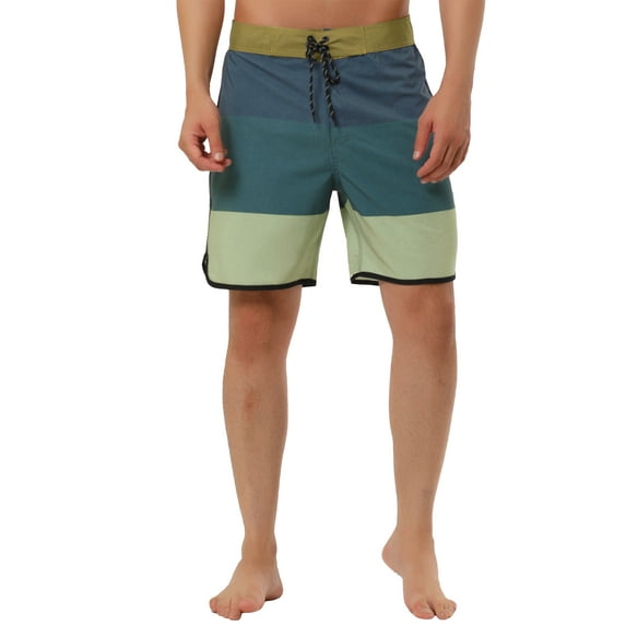 INSPIRE CHIC Men's Shorts Striped Beach Shorts Color Block Board Surfing Shorts