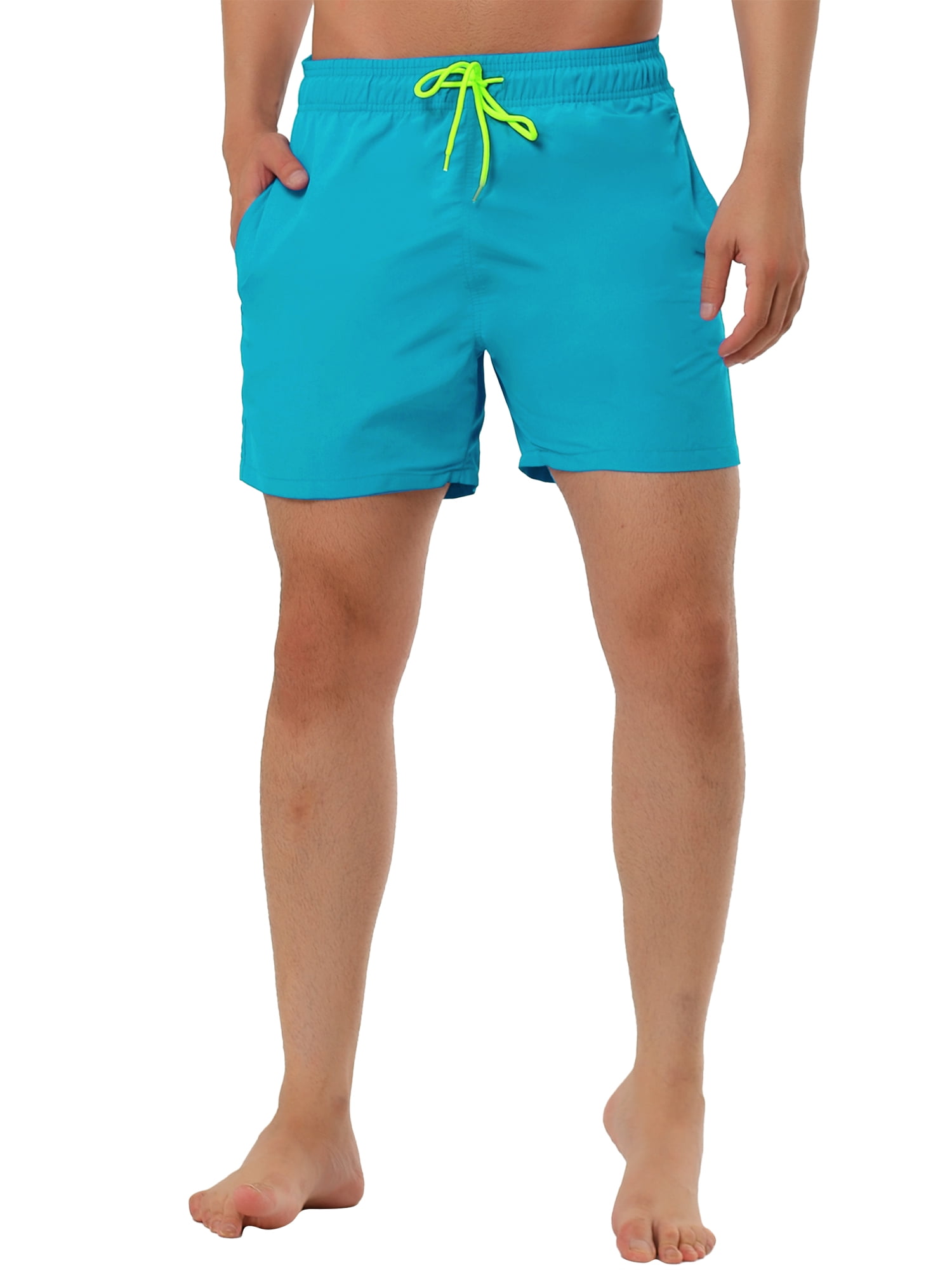 INSPIRE CHIC Father's Day Men's Shorts Summer Beach Shorts Solid Mesh Lining Drawstring Waist Swim Shorts 34 Sky Blue