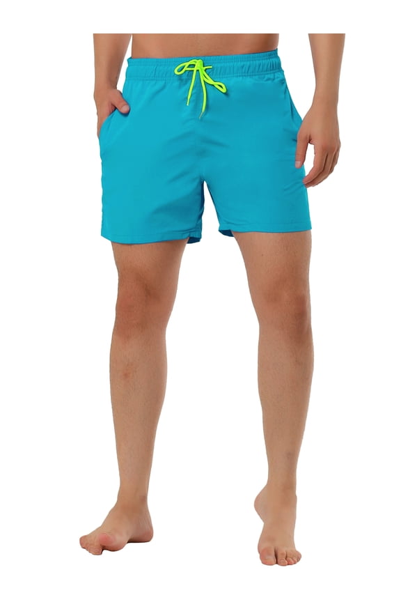 Men's Shorts Summer Beach Shorts Solid Mesh Lining Drawstring Waist Swim Shorts 34 Sky Blue