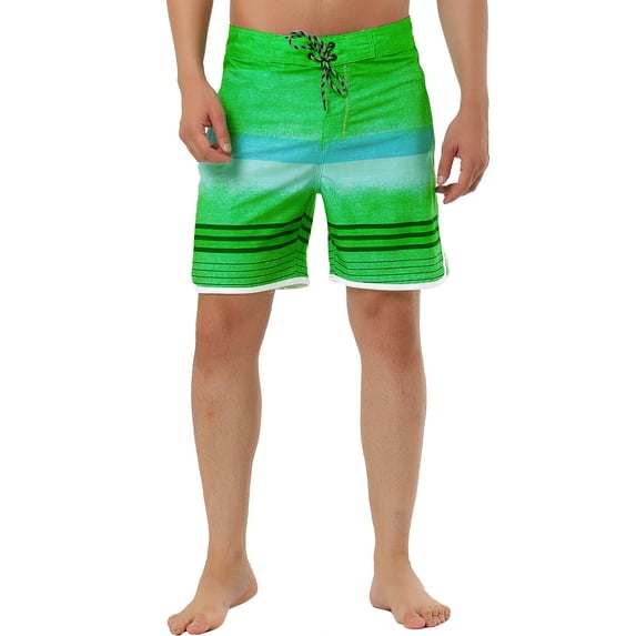 Lars Amadeus Men's Shorts Summer Printed Drawstring Color Block Swim Beach Shorts