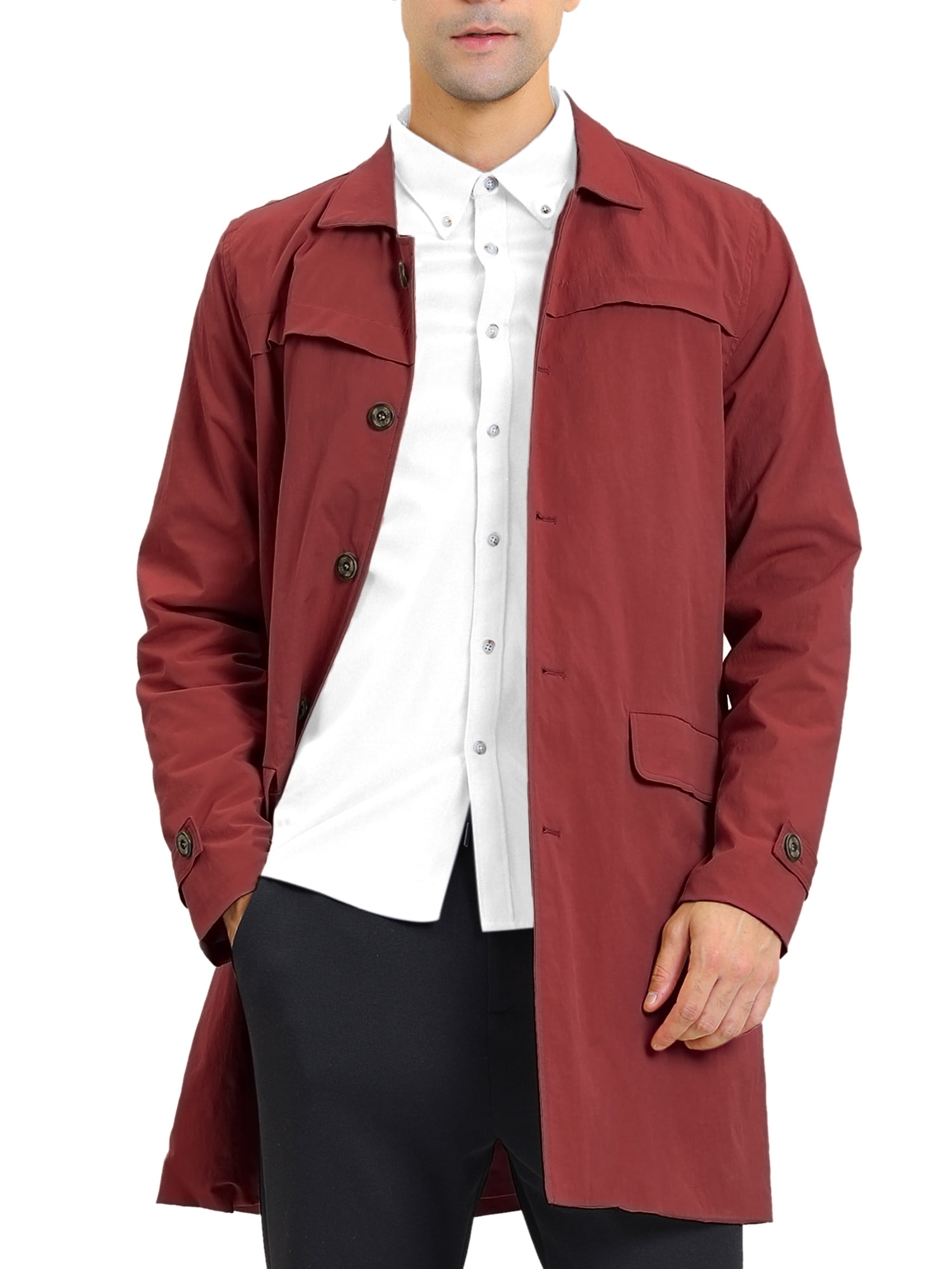 Men's Burgundy Single Breasted Full Length Top Coat Seattle main image 0