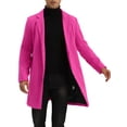 thumbnail image 1 of INSPIRE CHIC Men's Coat Notched Lapel Single Breasted Mid-Weight Long Sleeve Coat 2XL Rose Red, 1 of 7